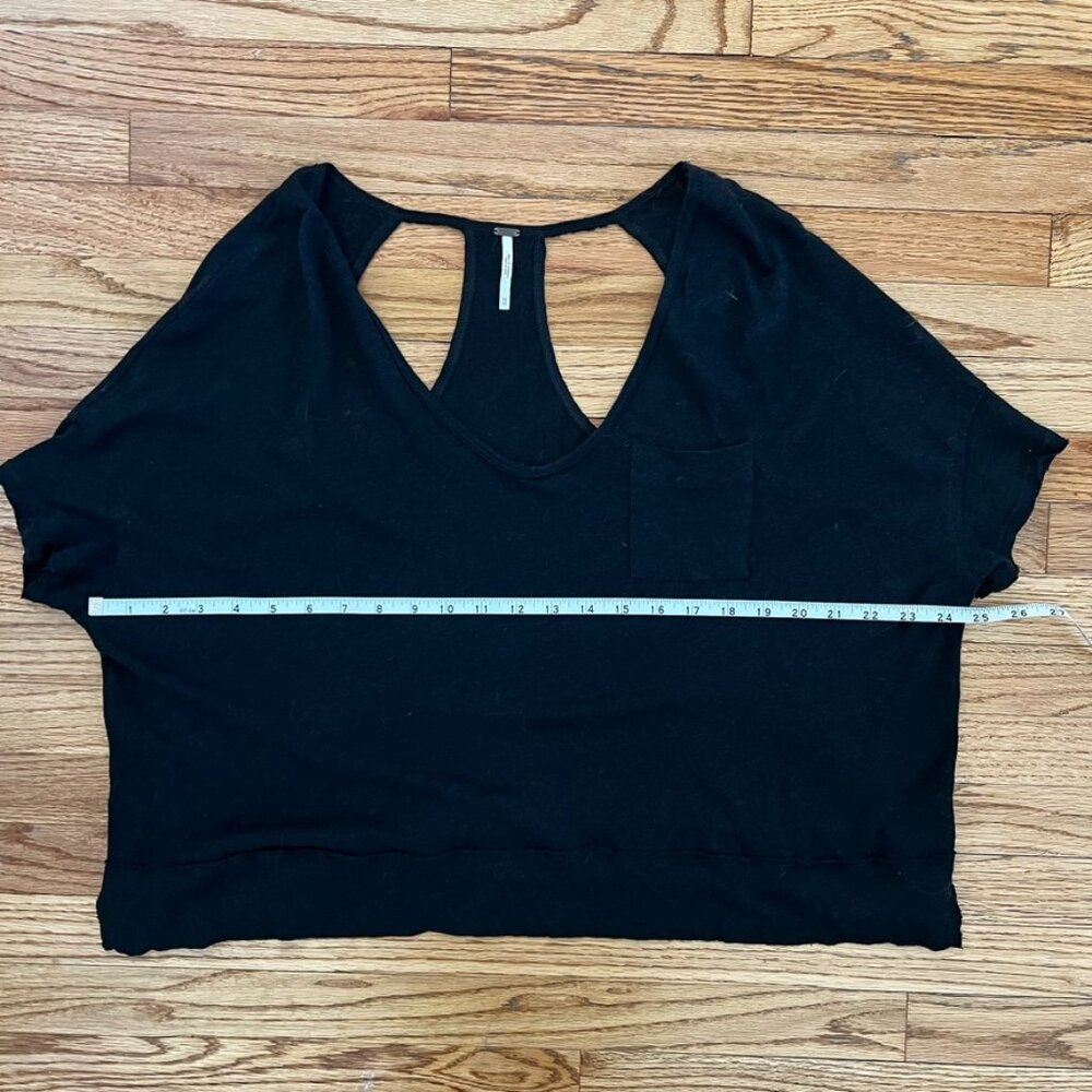Free People Black Cutout Linen Back Tee XS Boho Festival Soft Grunge - Picture 8 of 11